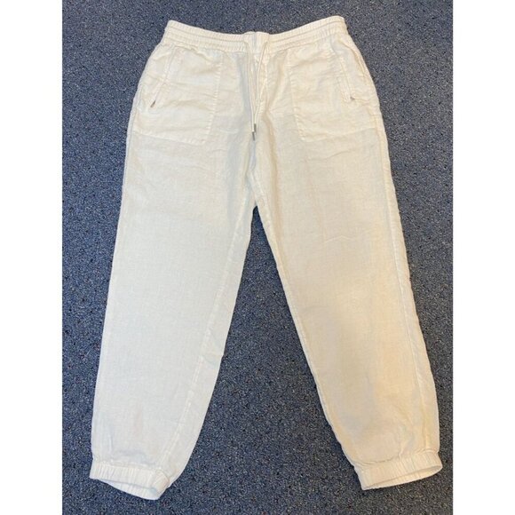 Athleta Retreat Linen Jogger Pants White Size 14 - Picture 1 of 5